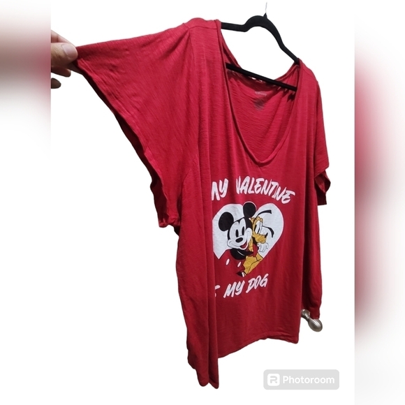 DISNEY Sz 6X Graphic Cotton Blend T-Shirt "My Valentine is my Dog" - Picture 3 of 6